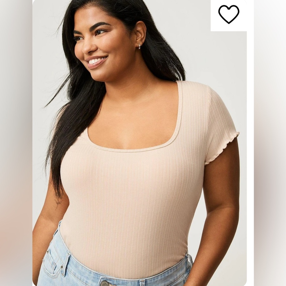 Cream Ribbed Women's Top